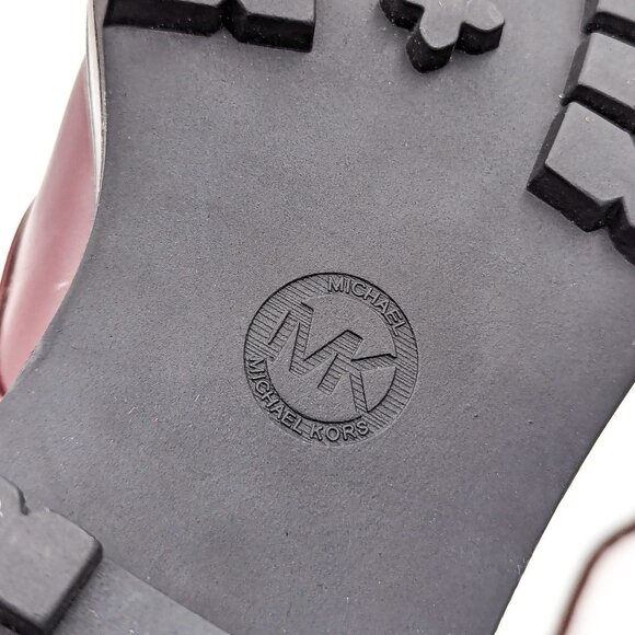 Michael Kors Women Tatum Vegan Red Leather MK Logo Combat Boots size 7 - Picture 10 of 12